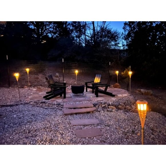 2 Pack Flickering Flames Solar Powered Lights- Upgraded Solar Torches Waterproof - Picture 3 of 3